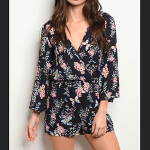 Navy Floral Romper
